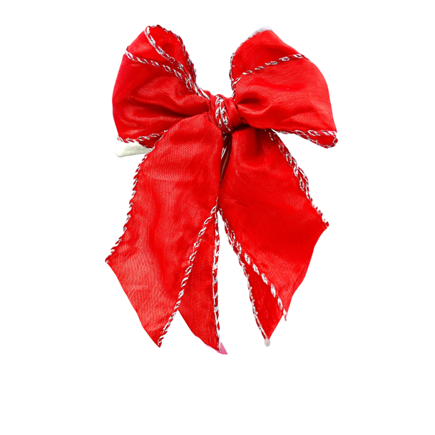 Red tail bow with silver edge